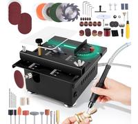 Mini Scie de Table 100W pour Bois, Profondeur de Coupe Réglable de 0 à 16mm, 7 Vitesses, 4 Lames, Petit Banc de Scie pour Menuiserie, Bricolage, Modélisme et Découpe de PCB