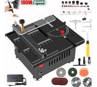 Mini scie de Table électrique 100W, 5000 tr/min, petite scie d'établi pour le travail du bois, modèle de bricolage fait à la main, artisanat, Machine de découpe, outil à lame de 16mm Black-Upgrade Set