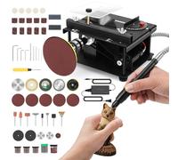 Mini Scie de Table, Scie Circulaire Compacte avec Ponceuse à Bande,100W Multifonctionnelle Portable de Précision pour Bricolage, Mini Scie de Table, 5 Lames, 30mm Lame pour Travaux du Bois et DIY