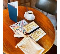 Mini Scrabble Magnétique Duplicate - Jeu de Société Compact avec Lettres et Plaquettes de tirage - Format Voyage - Version Française (Bleu)