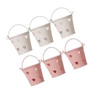 Mini Seau Cœur en Fer-Blanc, Lot 6, Blanc, pour Fleurs et Mariage | Pot Décoratif Ajouré, Rangement pour Fleurs, Fêtes et Table, Style Créatif, Forme Cœur