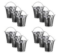 Mini Seau Métal Verni Bonbonnière Dragée pour Déco de Mariage Baptême Fêtes ou Plante 12Pack / 3.15 pouces de Hauteur pour Bonbons, Bougies Votives, Petits Pots de Fleur Jardin