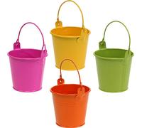 Mini-seau multicolore comme cache-pot ou comme décoration, métal, set de 12, Ø8cm H7,5cm dans des couleurs gaies