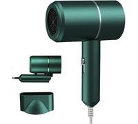 Mini Seche Cheveux Ionique, Seche Cheveux Voyage Avec Buses De Coiffage, 2 Températures, Seche Cheveux De Voyage Pliable, Portable Sechoir Cheveux Silencieux Pour Voyage, Maison Et Salon, Vert