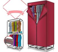Mini Seche Linge Concis Intérieur 900 W Grande Capacité 15 Kg Sechoir a Linge Double Couche en Acier Inoxydable Armoire De Séchage à Air Chaud (Color : Red, Size : B)