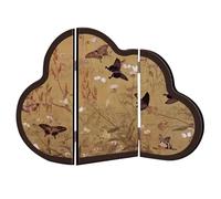 Mini Séparateur De Bureau À 3 Panneaux, Peinture Décorative Pliante en Bambou Motif Papillon De Style Chinois, Décoration Feng Shui pour Coiffeuse, Cadeaux(Multi-Colored A,30 * 21cm)