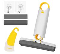 Mini Serpillère de Bureau, Pliable Portable Vadrouille pour Comptoirs de Cuisine, Auto-Serrante, Carrelage de Salle de Bain, avec 2 éponge de Rechange et 1 Spátule en Silicone