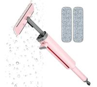 Mini serpillère pliable, mini serpillère automatique portable auto-pressante petite serpillère, serpillère rotative 3 en 1 avec brosse à craquer et 2 tampons en microfibre réutilisables portable forte