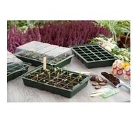 Mini serre de culture - NATURE - Lot de 4 terrines en plastique souple - Plateaux 24 alvéoles - H11x35x23,5 cm