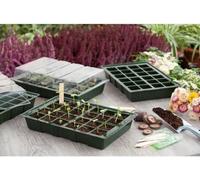 Mini serre de culture - NATURE - Lot de 4 terrines en plastique souple - Plateaux 24 alvéoles - H11x35x23,5 cm