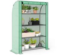 Mini Serre De Jardin Serre De Balcon Serre À 4 Étages Avec Châssis En Acier & Bâche En Pe Renforcée, Intérieur Et Extérieur Portable Porte Enroulable, 120 X 50 X 170 Cm, Vert