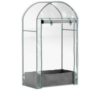 Mini serre de jardin balcon - porte enroulable zippée, sac plantation - 89 x 50 x 152 cm - acier PVC transparent