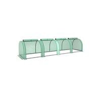 Outsunny Mini Serre de Jardin Mini Serre Tunnel Serre à tomates 4 x 1 x 0,8 m Acier PE Haute densité 140 g/m² Anti-UV 4 Portes avec Zip enroulables Vert