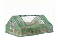 Mini serre de jardin - Outsunny - 180x140x80cm - toit pointu - acier PE haute densité 140 g/m² - 2 grandes fenêtres - vert foncé