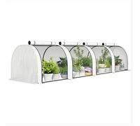 Mini serre de jardin - Outsunny - anti-UV - 4 portes avec zip enroulables - PE haute densité 140 g/m² - 4 x 1 x 0,8 m - blanc