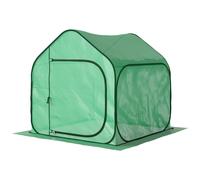 Outsunny Mini Serre Pop-up, Petite Serre de Jardin pour légumes, Plante, Fleurs, avec Porte à Fermeture éclair, Tente d'hivernage en PE, pour intérieur extérieur, 150 x 148 x 148 cm, Vert