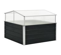 Mini Serre de Jardin, Potager sur Pieds Serre avec Couvercle Jardinière Surélevée Anthracite 100x100x77 cm Acier galvanisé