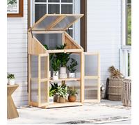 Mini Serre de Jardin - RELAX4LIFE - 2 Niveaux - Panneau PC Transparent - Toit Ouvrant - Porte avec Verrou - Étagères Amovibles