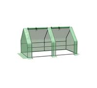 Outsunny Mini Serre de Jardin Mini Serre Tunnel 180L x 90l x 90H cm Toit Pointu Acier PE Haute densité 140 g/m² Anti-UV 2 fenêtres avec Zip enroulables Vert