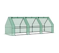 Outsunny Mini serre tunnel 270×90×90 cm - Acier, PE 140 g/m² Anti-UV, 3 fenêtres, Vert