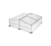 CARRE POTAGER - TECTAKE - Mini Serre de Jardin Double en Aluminium avec Plaques alvéolaires et Toit verrouillable 102x102x41 cm