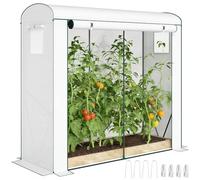 Mini serre Outsunny, serre pour tomates de jardin avec porte à enrouleur et 2 fenêtres en filet, serre portable d'intérieur et d'extérieur avec couverture en PE pour jardin ou terrasse, 200 x 75 x