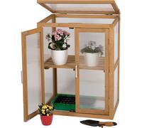 needs&wants® Mini Serre en Bois Exterieur - Serre de Jardin semis Résistante au Froid pour Balcon, Jardin, Intérieur, Abri Surélevé pour Plantes, 56x43x76 cm, Polycarbonate, Brun Foncé