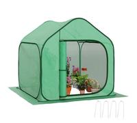 Outsunny Mini Serre Pop-up, Petite Serre de Jardin pour légumes, Plante, Fleurs, avec Porte à Fermeture éclair, Tente d'hivernage en PE, pour intérieur extérieur, 150 x 148 x 148 cm, Vert