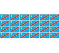 Mini Set autocollant - Pack lisse - 33 x 20 mm - Sticker Autocollant - Drapeau Congo - Self Adhesive -/bannière/étendard pour la voiture, bureau, école à la maison et les - 24 pièces