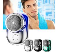 Mini-shave Portable Electric Shaver, 6.5×4.5cm Electric Razor for Men, Pocket Size Mini Shaver, Type-c Rechargeable/Travel Essentials/Washable (Blue)