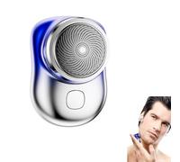 Mini-Shave Portable Electric Shaver, Mini Shavers for Men, Facial Hair, Travel-Friendly mini Shaver (Blue-Silver)