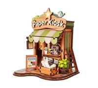 Mini Shop Kit de meubles pour maison de poupée miniature à l'échelle 1:32 avec lumière LED, cadeau créatif pour adolescents et adultes (kiosque à journaux)