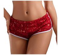 Mini Short à Paillettes Femme Taille Basse, Bermuda Femme Été Élastique Sexy Regular Fit Pantacourt Brillante Doux Respirant Léger Confortable Disco Hip Hop Danse Soirée Loisir Club Fête