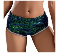 Mini Short à Paillettes Femme Taille Basse, Bermuda Femme Été Élastique Sexy Regular Fit Pantacourt Brillante Doux Respirant Léger Confortable Disco Hip Hop Danse Soirée Loisir Club Fête