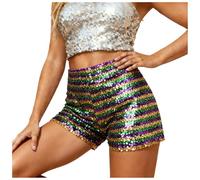 Mini Short Femme Sexy à Paillettes Taille Elastique, Short en Sequin Court Slim Moulant Chic Tendance Taille V Paillettes