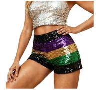 Mini Short Femme Sexy à Paillettes Taille Elastique, Short en Sequin Court Slim Moulant Chic Tendance Taille V Paillettes