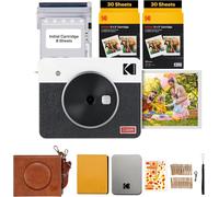 Mini Shot 3 Retro 4Pass Appareil Photo Instantané Et Imprimante Photo Portable 7,6X7,6 Cm + Paquet Cadeau Avec 68 Feuilles, Blanc