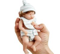 Mini Silicone Baby Doll 6 Pouces Douce Douce Mini Baby Dolls REALD Dolls avec Un Chapeau et des vêtements de Bande Bleu Blanc pour Les Parents Novices, Les Jouets pour Enfant
