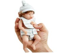 Mini Silicone Baby Doll 6 Pouces Douce Douce Mini Baby Dolls REALD Dolls avec Un Chapeau et des vêtements de Bande Bleu Blanc pour Les Parents Novices, Les Jouets pour Enfants, Les acc