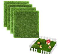 Mini Simulation Gazons,Gazon Moderne,Tapis De Pelouse Verte Artificielle,Herbe De Mousse Miniature pour Maison de Poupée Miniature pour Jardin Balcon Modèle de Construction Micro Paysage,4 Pièces