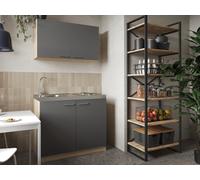 Cuisine Miniküche Singleküche Pantry Chêne Scié Blanc Merle 100 Cm Respekta