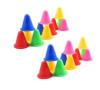 Mini Slalom Cônes,60 PCS Cone Plastique Coloré Football Obstacle Cônes de Formation Route pour La Formation des Enfants Patinage à roulettes Coupe-Vent Sports Roadblock
