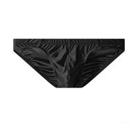 Mini slip en soie glacée pour homme - Respirant - Taille basse - Tissu extensible - Pour un usage quotidien - Taille L - Noir