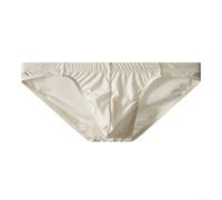 Mini slip en soie glacée pour homme - Respirant - Taille basse - Tissu extensible - Pour un usage quotidien - XL Beige