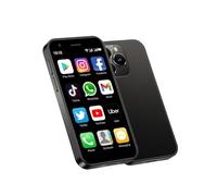 Mini Smartphone 4G 3 Pouces Android 10.0 Téléphone Compact Double SIM Reconnaissance Faciale Batterie 2000mAh Google Play, Petit Téléphone de Secours Portable Pratique Couleur Noir 3Go+64Go