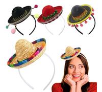 Mini Sombrero Chapeaux, 4pcs Mexican Hat avec bandeau élastique, bandeau de sombrero mexicain pour les accessoires photo de fête à thème.
