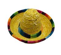 Mini Sombrero mexicain - Accessoire chapeau de paille 16 cm, couvre-chef de costume à large bord | Décoration festive à sangle réglable, pour animal de compagnie, chien, chat, lapin, fête, célébration