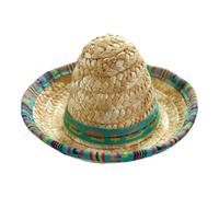 Mini Sombreros - Chapeau de paille tissé de 16 cm, accessoire de bandeau à large bord, décoration de costume festif, conception de sangle réglable | Couvre-chef de fête coloré pour animaux de compagni