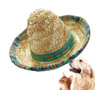 Mini Sombreros, Woven Mexican Hat, 6.3x6.3in Wide Brim Party Headband, Lightweight Comfortable Fit, Festive Traditional Design for Kids, Pets, Dog Birthdays, Outdoor Celebrations