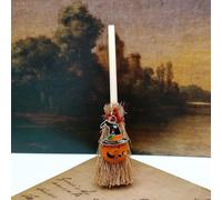 Mini Sorcière Balai Ornement de Noël Suspendu Accessoire de Vacances Décoratif (Orange)